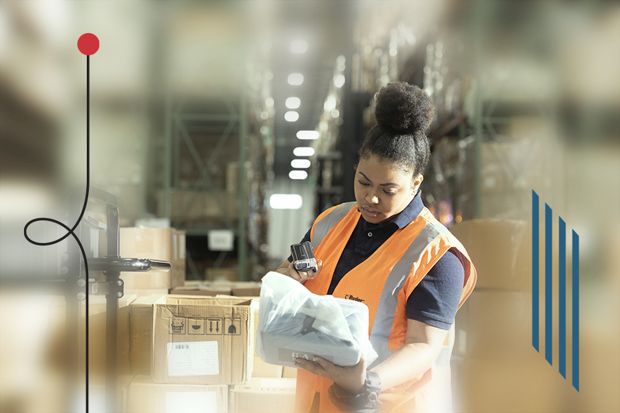 woman scanning a product in a Ryder fulfillment center