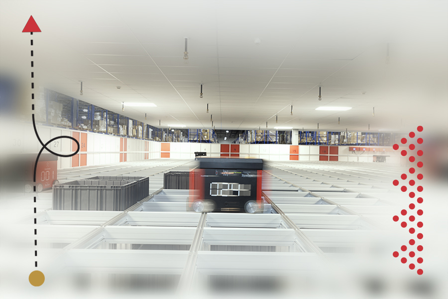 illustration showing warehouse automation with advanced robotics