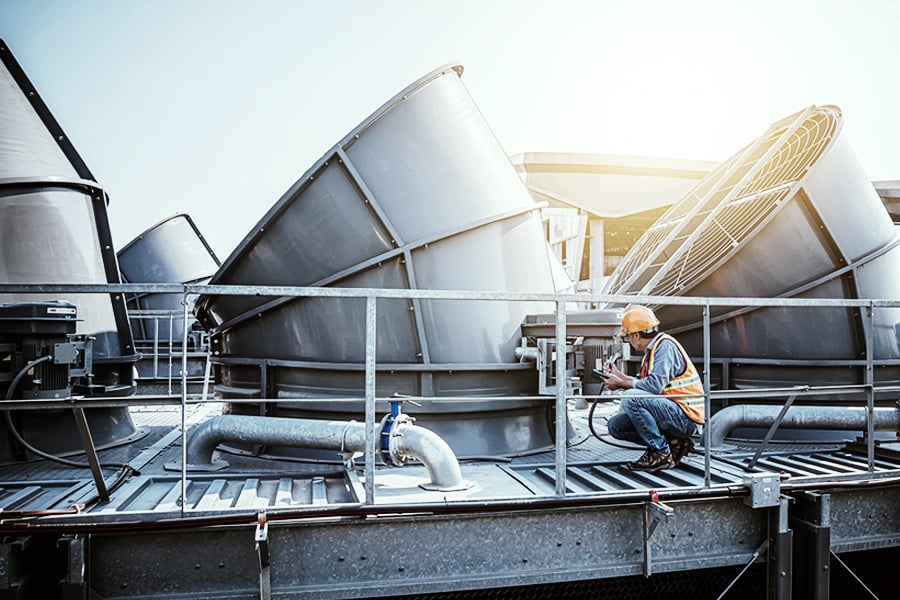 Engineer working on an industrial HVAC system