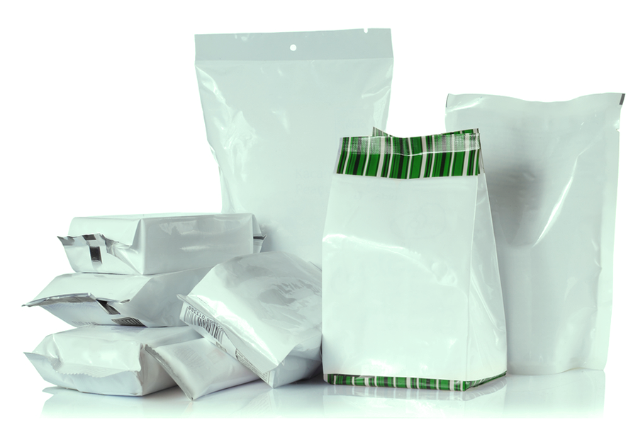 multiple examples of flexible packaging ranging from small to large