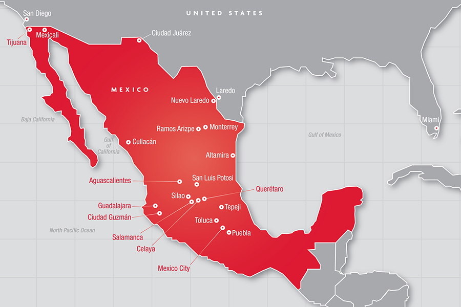 map of mexico cities
