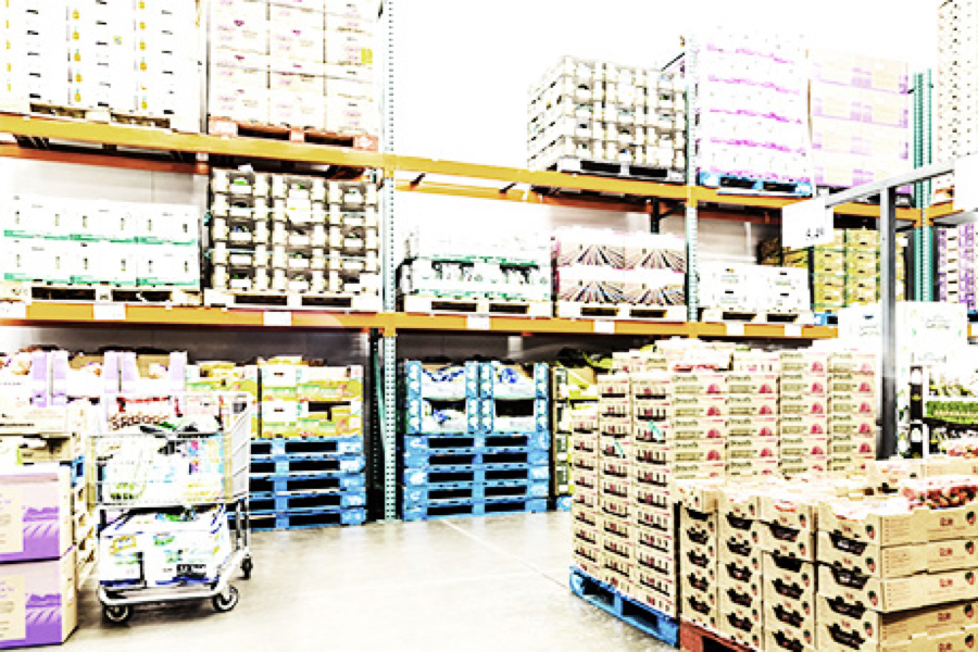 inventory on pallets showing organized warehouse management