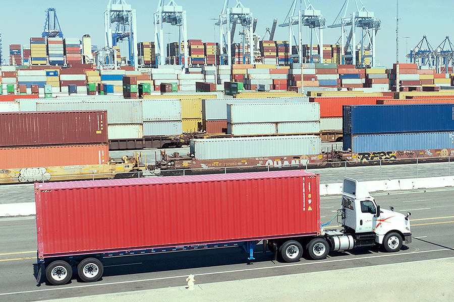 drayage truck transporting freight from a port